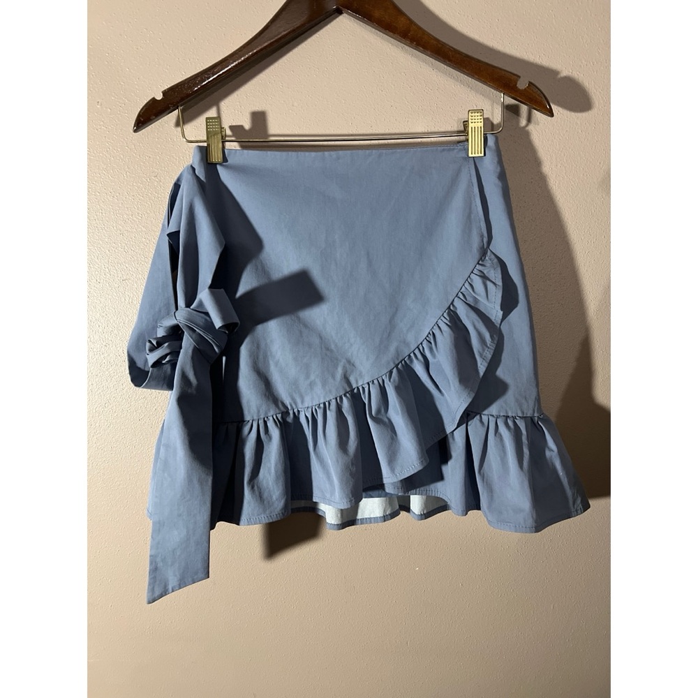 Loowo Blue Ruffle Wrap Skirt